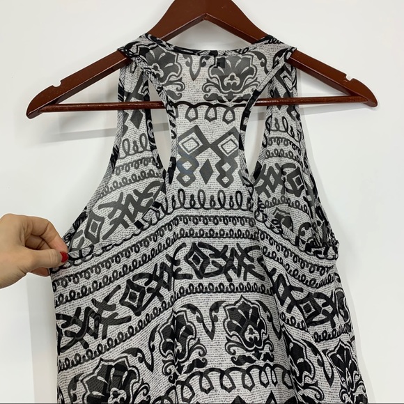 Charming Charlie Black Tribal Boho Racer Back Tassel Hem Tank Top Size XS - Picture 5 of 12